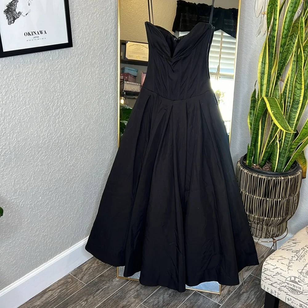House of CB 'Lady' Black Strapless Midi Dress NWOT - Picture 9 of 17